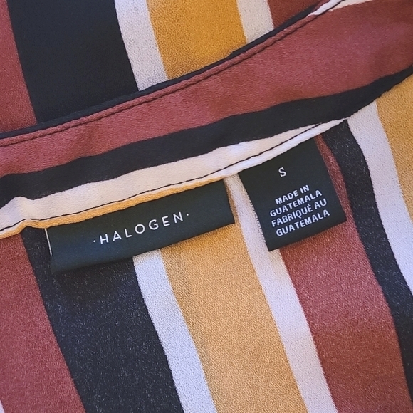 Halogen Notched Neck Blouse (sz M, blk/rust/ylw) - Picture 4 of 5